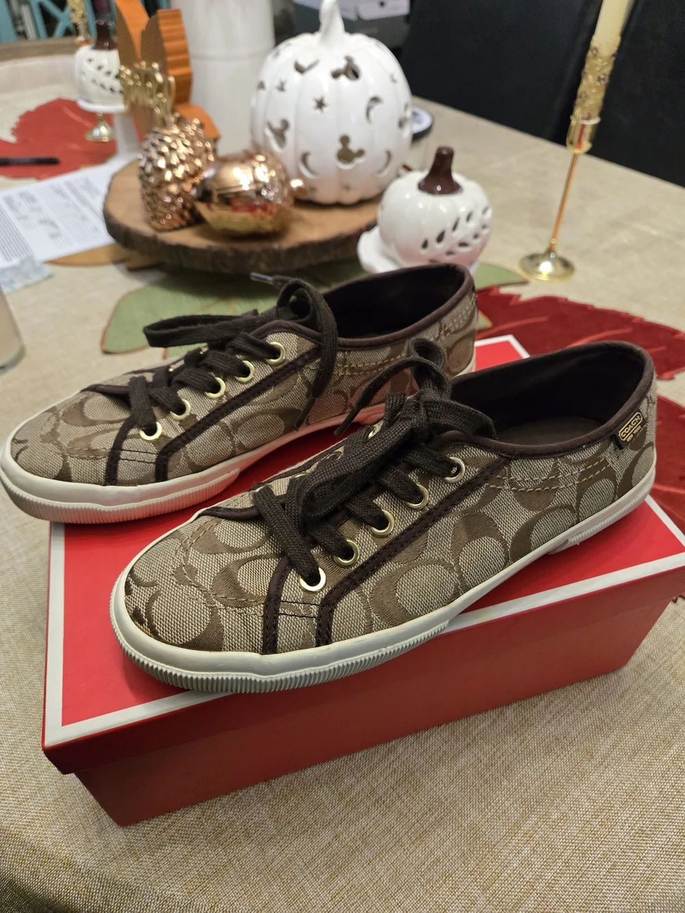 Coach Women’s Brown Signature Canvas Sneakers 6.5M